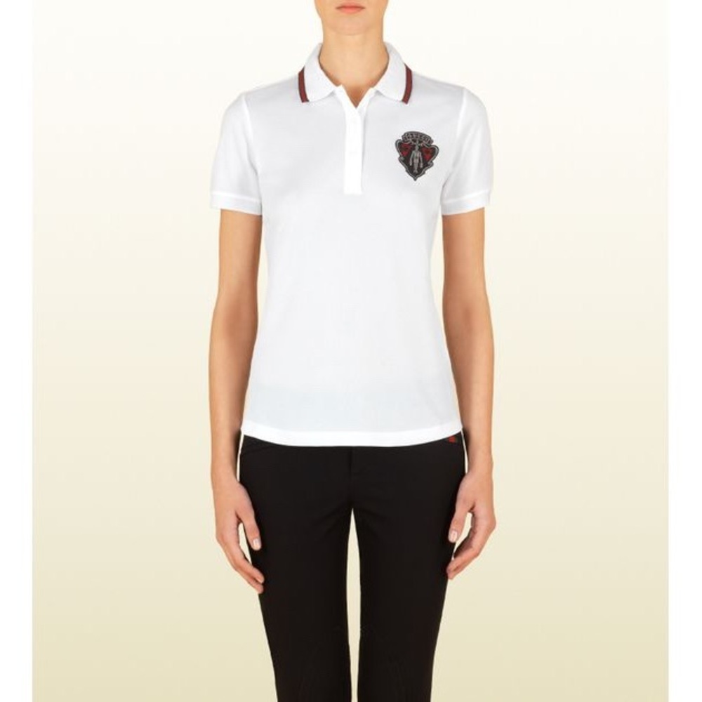 NWT Authentic Gucci Equastrain Crest Polo Shirt White